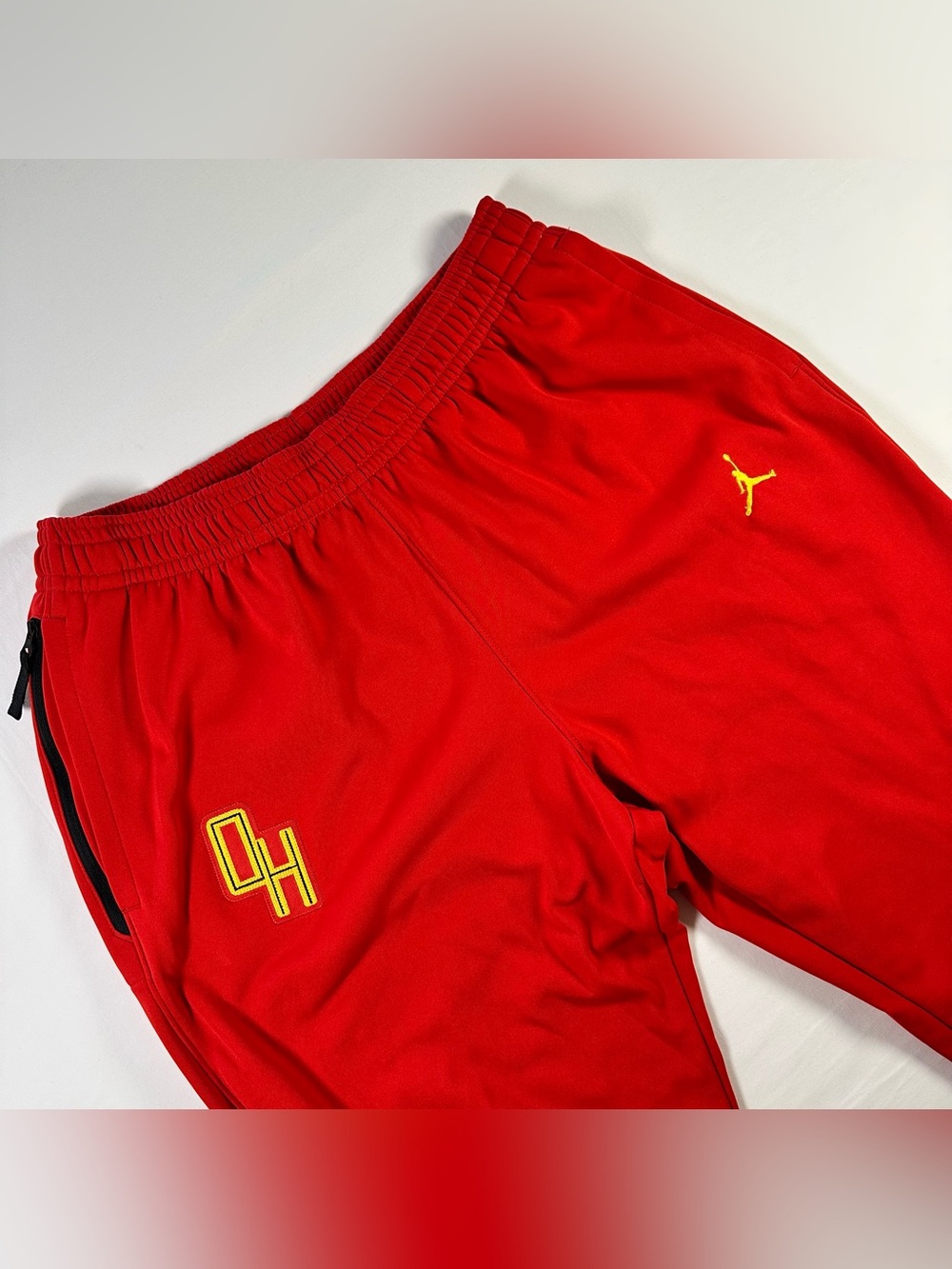 Jordan Track Pants Mens L Red Jumpman OAK HILL Academy Zip Pocket Athletic